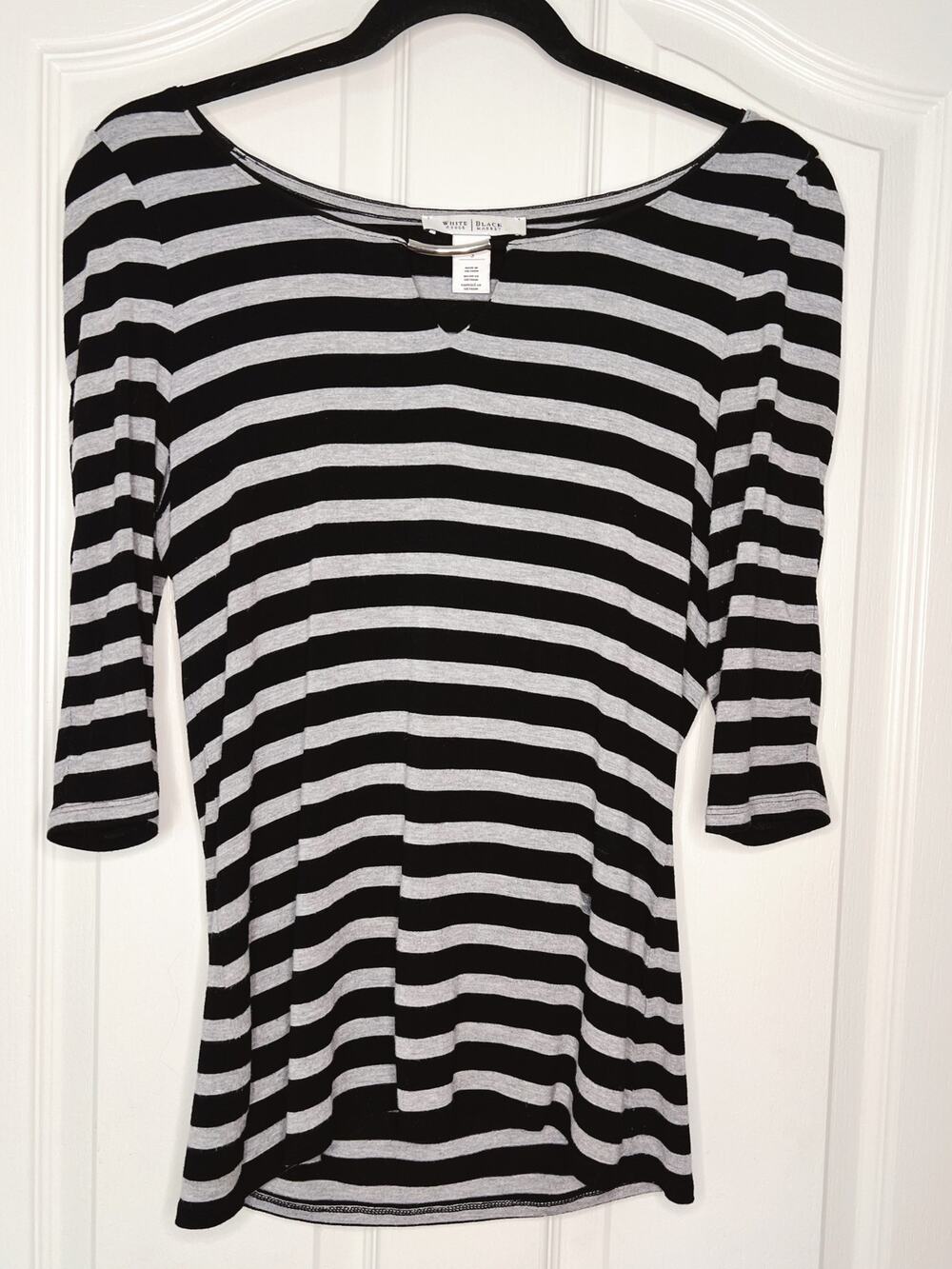 White House Black Market Striped 3/4-Sleeve Blouse